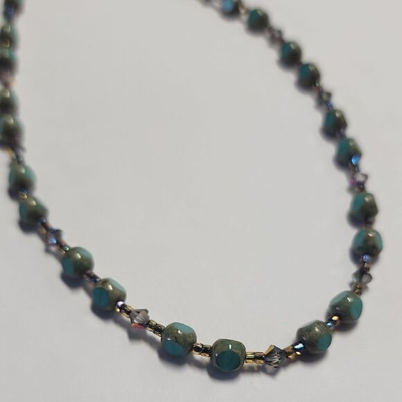 MARY MILLSAPS STERLING SILVER & Czech? Glass BEAD NECKLACE 14" Length - Picture 2 of 3